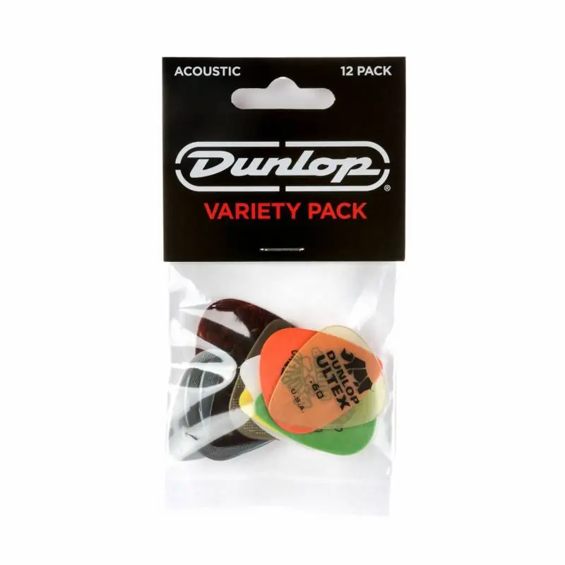 Dunlop Acoustic Pick Variety PACK12 - MIX kostek gitarowych różne grubości 12 sztuk Szybka dostawa