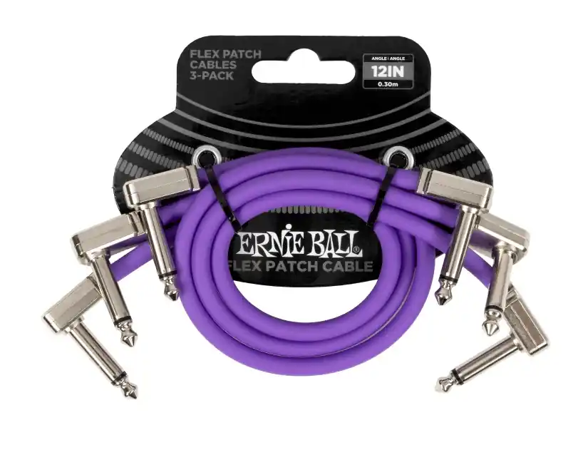 ERNIE BALL EB 6453 Kabel gitarowy efektowy 3-pack purple jack-jack 30,48cm Ostatnie sztuki