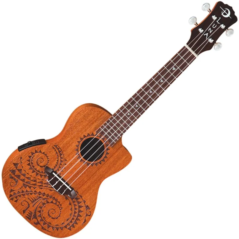 LUNA Uke Tattoo Concert A/E Mahogany ukulele koncertowe elektryczne Szybka wysyłka