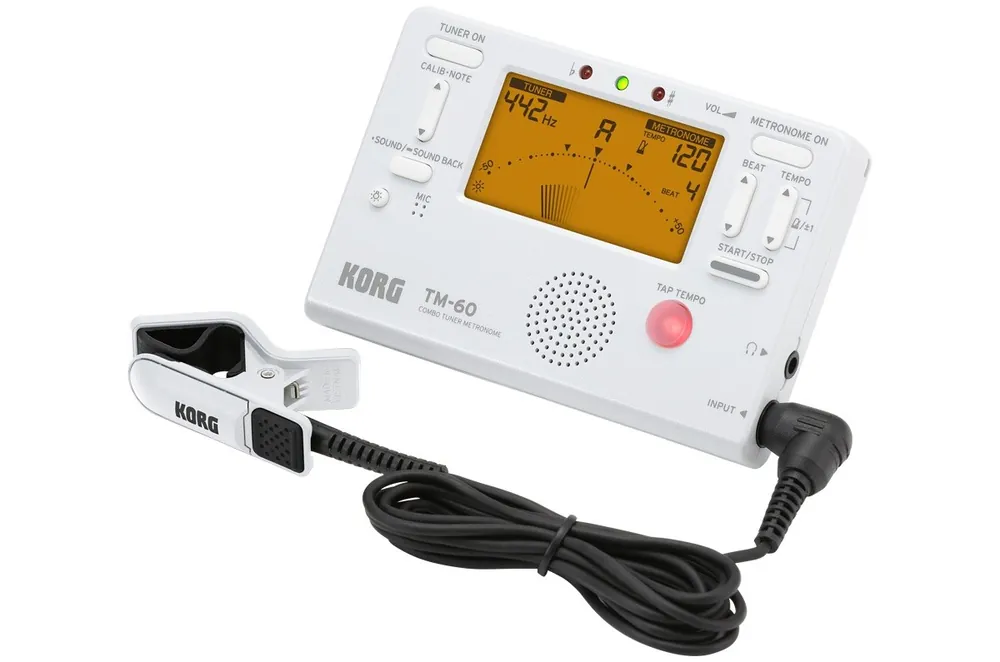 KORG TM60C WH + CM200 Tuner i metronom z mikrofonem na klipsie Hit cenowy