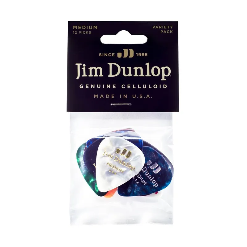 Najlepsza cena Dunlop Genuine Celluloid Pick Variety PACK6 - MIX kostek gitarowych MEDIUM 12 sztuk