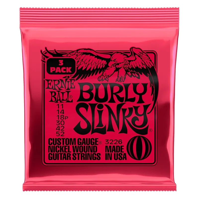 ERNIE BALL EB 3226 BURLY SLINKY Zestaw 3 kompletów strun do 6 strunowej gitary elektrycznej 11-52 Kup online