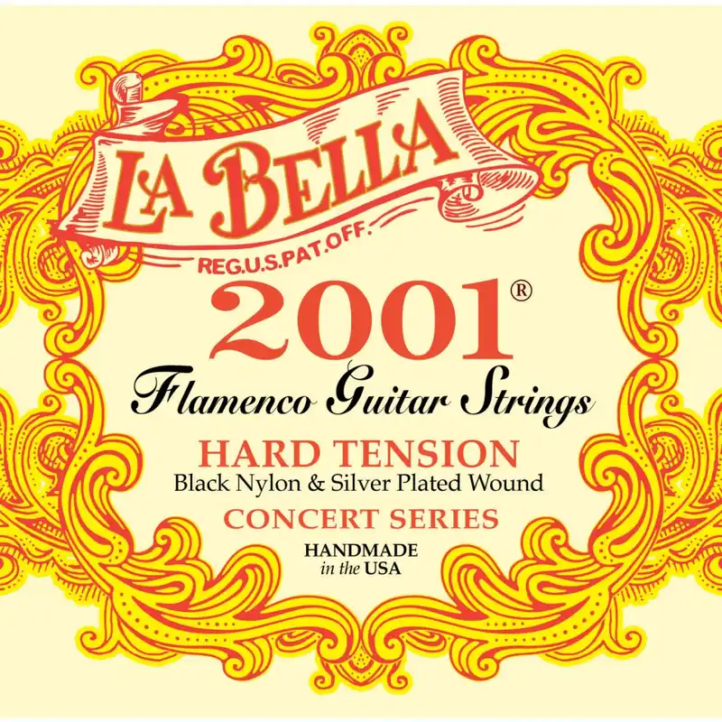 Łatwy zwrot LaBella 2001 FLA-H Struny do gitary klasycznej Flamenco Hard Tension Concert Series Black Nylon