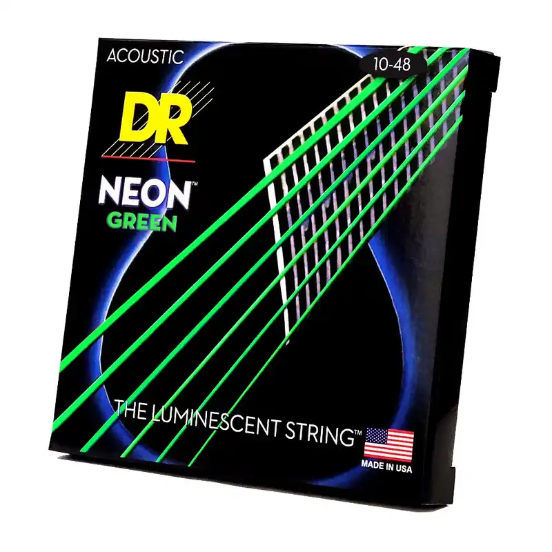 Ograniczona ilość DR NGA10 NEON GREEN - Struny do gitary akustycznej 10-48