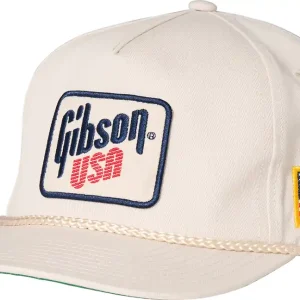 Gibson USA Flag Unstructured Rope Snapback Tan Nowość