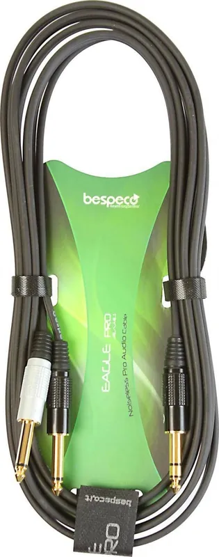 Kabel TRS 6.3mm - 2x Jack TS 6.3mm Bespeco EAYS2J300 3m Premium