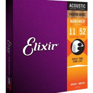 Elixir 16027 NanoWeb – struny do gitary akustycznej fosforobrązowe 11-52 Super okazja