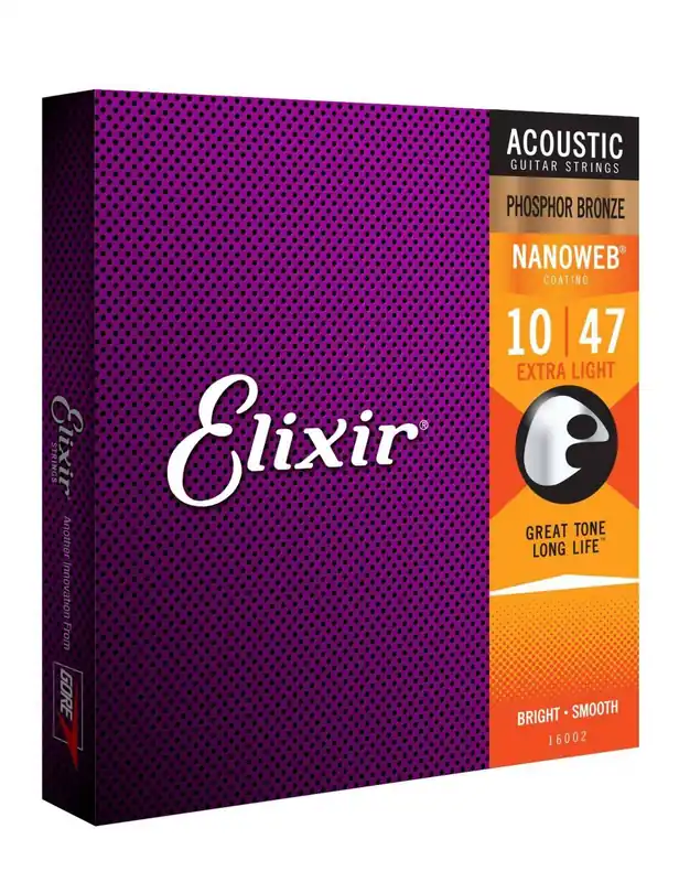Elixir 16002 NanoWeb Phosphor Bronze 10-47 – struny do gitary akustycznej Dostępne od ręki