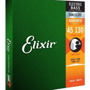 Szybka dostawa Elixir 14777 NanoWeb Stainless Steel 45-130 – struny do gitary basowej