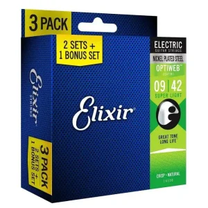 Elixir 16550 Optiweb Super Light 9-42 – struny do gitary elektrycznej 2+1 Ostatnia szansa