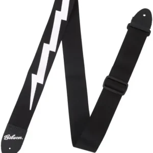 Gibson GSBL10 Lightning Bolt Style 2 Safety Strap Jet Black pasek gitarowy Darmowy zwrot