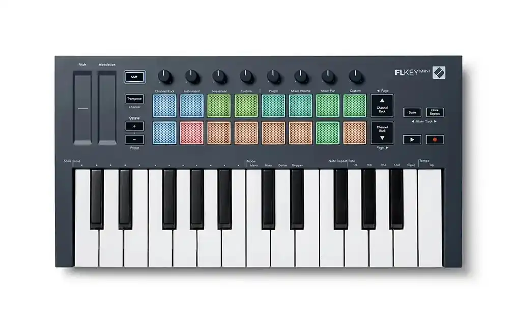 Nie przegap NOVATION FLkey Mini 25 - klawiszowy kontroler midi USB do sekwensera FL Studio