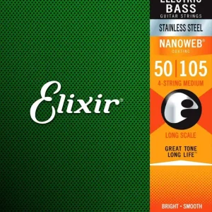 Niska cena Elixir 14702 Medium 50-105 Long Scale – struny basowe stalowe