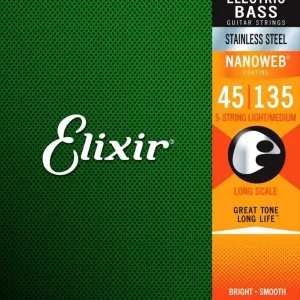 Elixir 14782 Light/Medium (45-105,135) NW Long Scale- struny basowe stalowe Tani