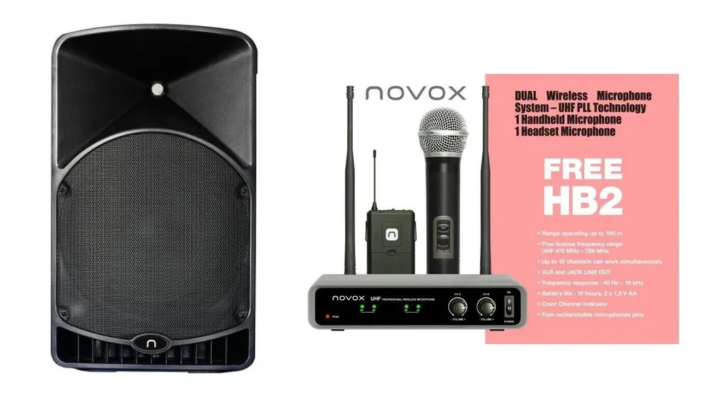 Okazja Novox ZESTAW NV 12 kolumna aktywna bt + FREE HB2 bezprzewodowy