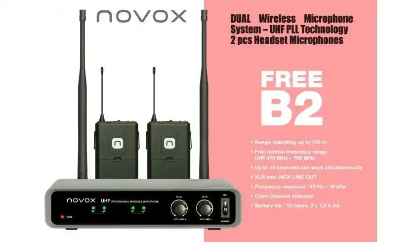 Łatwy zwrot Zestaw - 2x mikrofon bezprzewodowy nagłowny + głośnik 50W