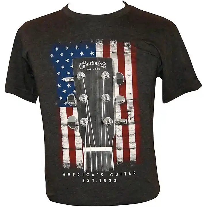 Bezpieczne zakupy Koszulka Martin T-Shirt Men Guitar American Flag Charcoal L