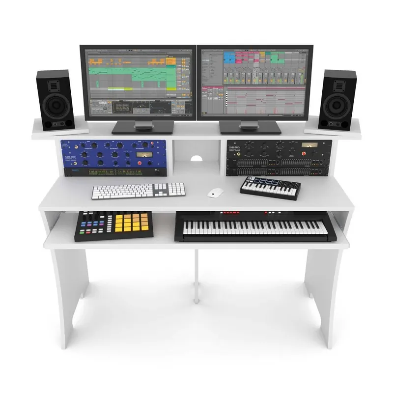 Łatwy zwrot GLORIOUS Workbench White - Ergonomiczne biurko do studia