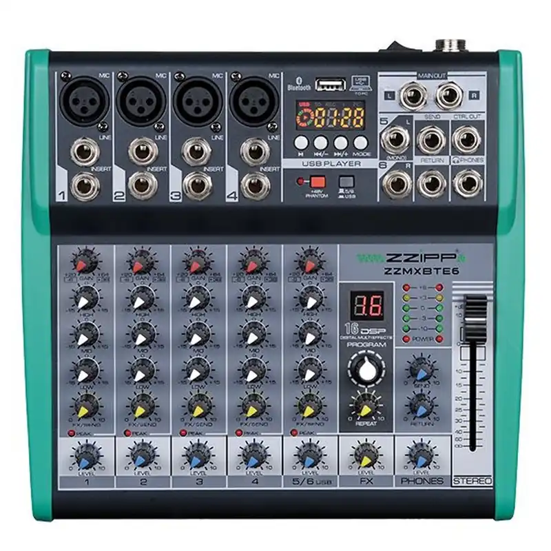 Zamów teraz ZZiPP ZZMXBTE6 - Mikser audio 6-kanałowy z DSP/MP3 (USB)