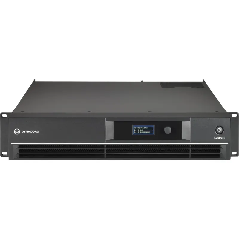 DYNACORD L3600-FD Wzmacniacz mocy do zastosowań Live seria L 2x 3200 W @ 2 Ω 2x 1800 W @ 4 Ω 2x 950 W @ 8 Ω DSP z FIR-Drive USB Popularny