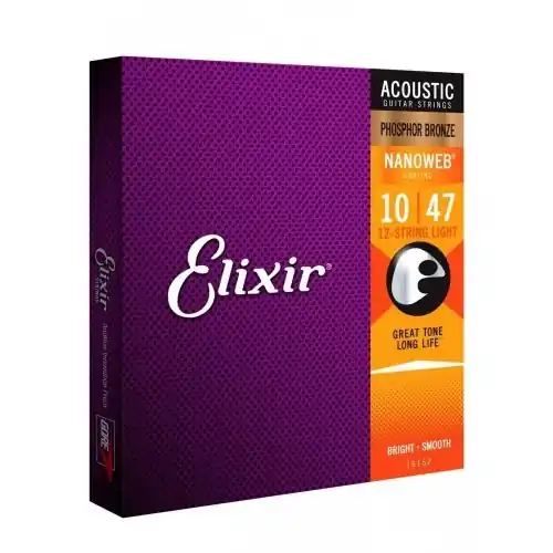 Łatwy zwrot Elixir 16152 12 String Phosphor Bronze Light (10-47) NW struny do gitary akustycznej