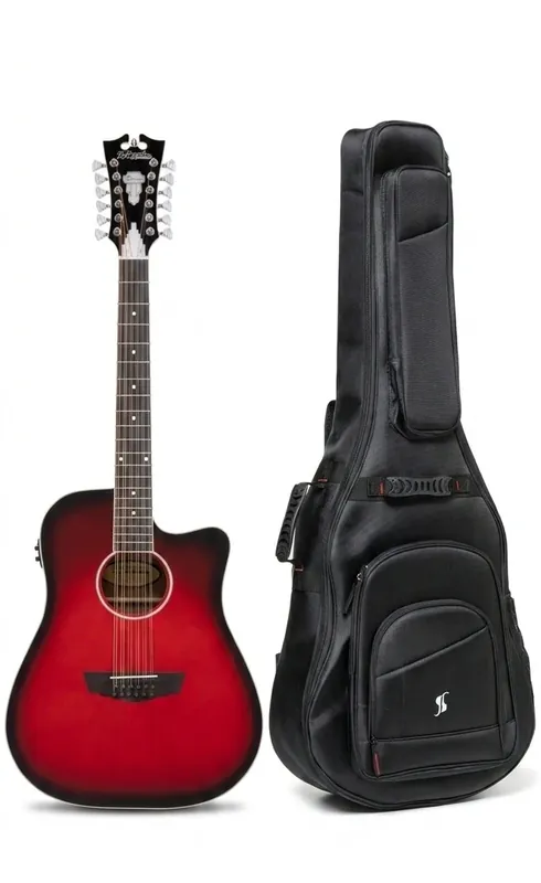 D‘angelico Premier Bowery 12 LS Cherry Burst - gitara elektroakustyczna 12-strunowa Zestaw Ograniczona ilość