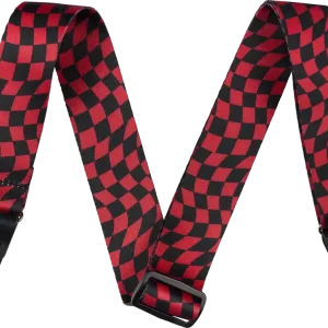 Fender Wavy Checkerboard Strap Polyester Red pasek gitarowy Bezpieczna płatność
